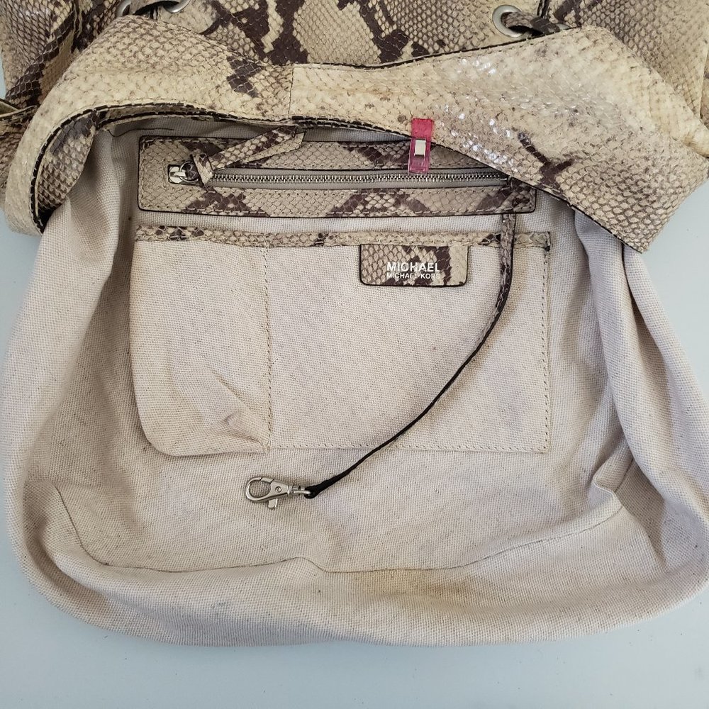 Michael Kors - Reptile print hobo bag, tassels w/silver hardware - Picture 8 of 13